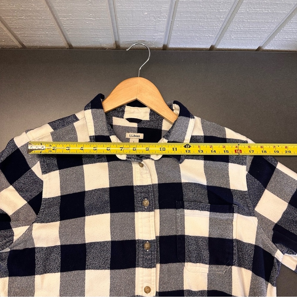 LL Bean Navy Plaid Long Sleeve Soft Flannel Shirt 100% Organic Cotton 506162 W L - Picture 11 of 16